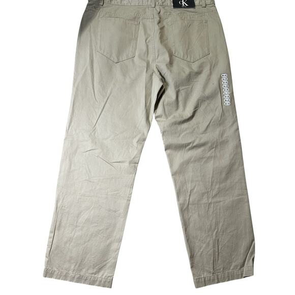 Calvin Klein Tan Chinos Classic Fit Cotton khaki pants Size 38 X 30 NEW - Picture 2 of 6
